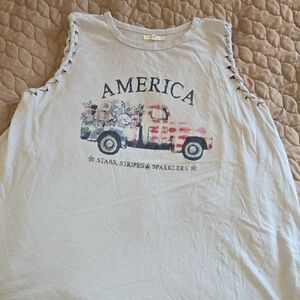 Maurices/ LT Blue Y2K Patriotic America Truck Tank
